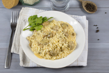 risotto au poulet et champignons