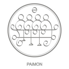 Vector icon with symbol of demon Paimon. Sigil of Demon Paimon