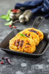 Baked cabbage rolls. Selective focus, copy space.