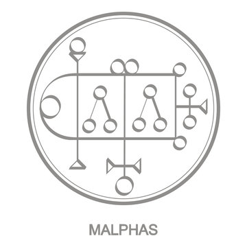 Vector icon with symbol of demon Malphas. Sigil of Demon Malphas