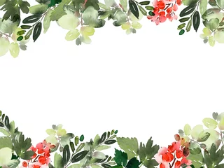 Gordijnen Christmas watercolor card with floral elements © Karma