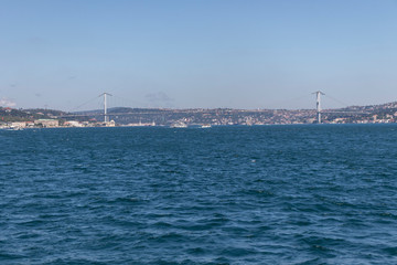 Panorama from Bosporus to city of Istanbul