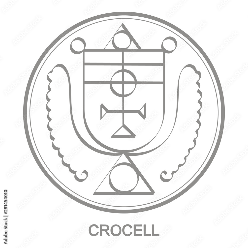 Wall mural vector icon with symbol of demon crocell. sigil of demon crocell