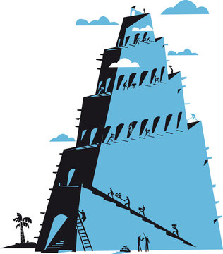 Tower of Babel as religion concept, babylon, vector illustration
