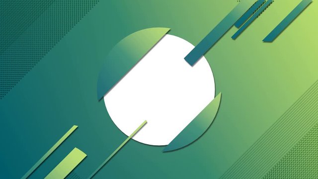 Reveal of Geometric white circle badge with alpha matte channel for placing yor text or logo. Green colored trendy minimal design. Motion graphics. 3D render loop animation. 4K, Ultra HD resolution