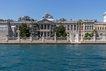 Fototapeta premium Panorama from Bosporus to Dolmabahce Palace city of Istanbul