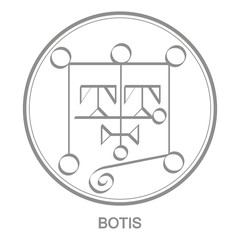 Vector icon with symbol of demon Botis. Sigil of Demon Botis