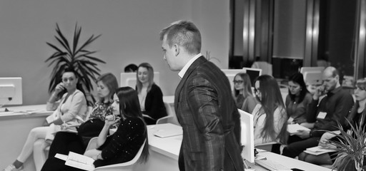 creative business team discussing a new idea. black and white photo