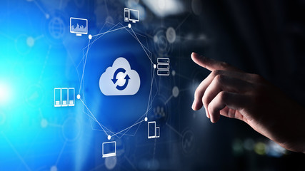 Cloud technology Computing and data storage. Internet and networking concept on virtual screen.