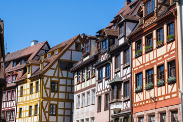 Fototapeta premium Historische Fachwerkhäuser in der Weißgerbergasse in Nürnberg/Deutschland