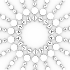 Decorative design element. Patterns with geometric ethnic ornament. Circular ornamental symbol. 3D rendering.