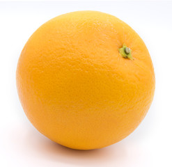 Top view of textured ripe slice of orange citrus fruit isolated on white background. 