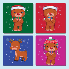 cute bear with gift of christmast.