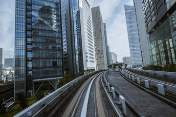 Fototapeta premium Cityscape from monorail sky train in Tokyo