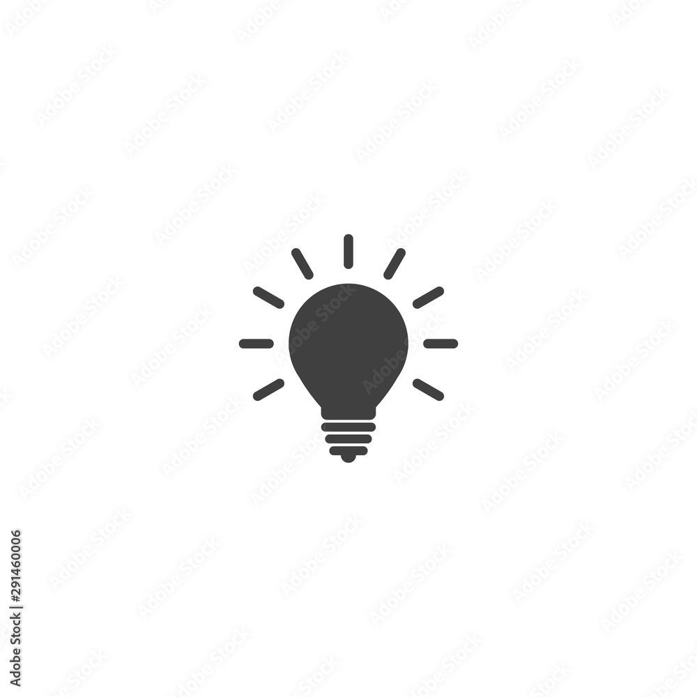 Aufkleber lightbulb icon in black color on a white background
