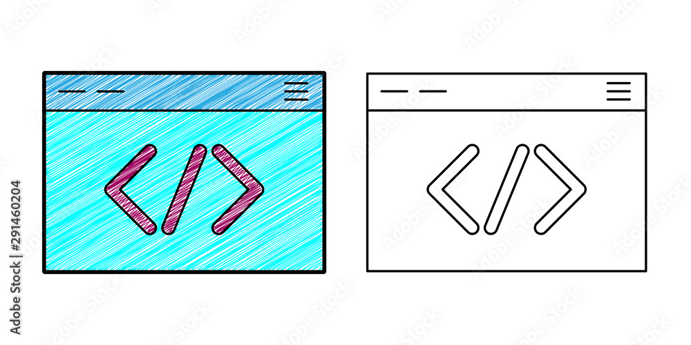 Poster web developer icon design vector with texture. editable outline for other style