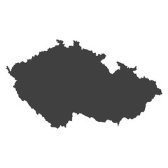 Czech Republic map in black color on a white background