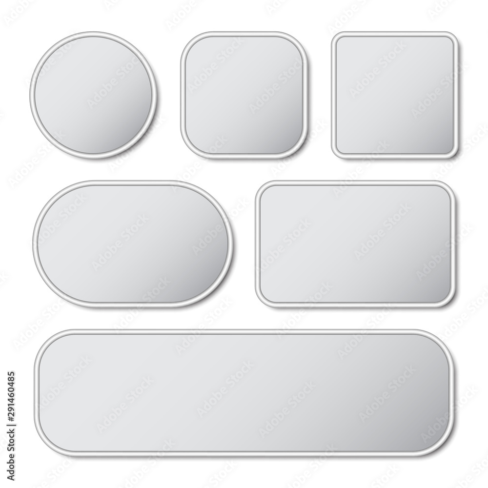 Poster set of blank button with metal frame