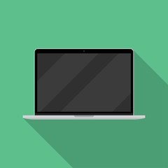 Laptop icon in a flat design with long shadow
