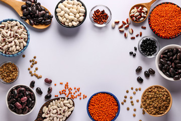 Red and brown lentils, black, brown and white beans are legumes that contain a lot of protein are...
