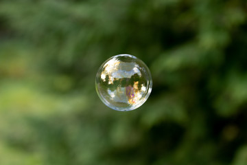 Soap bubble focus in the air