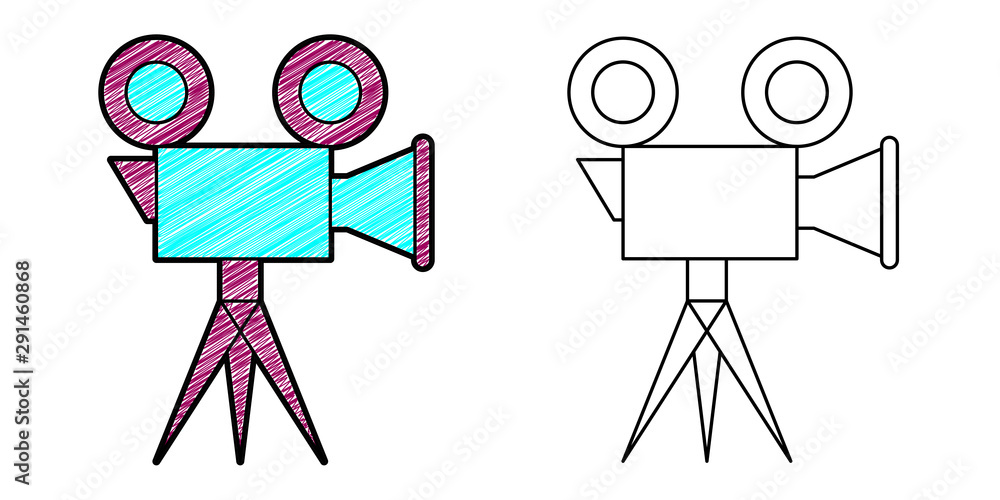 Poster projector camera icon design vector with texture. editable outline for other style