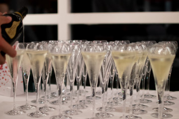champagne glasses on a table