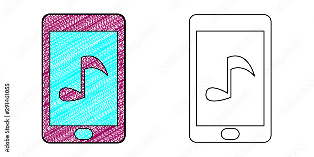 Poster music application icon design vector with texture. editable outline for other style