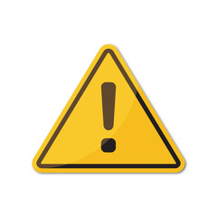 Hazard yellow sign with exclamation mark symbol with shadow
