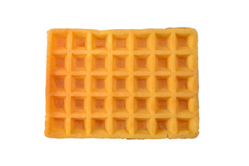 Belgian waffle isolated on white background.