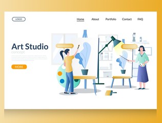 Art studio vector website landing page design template