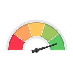 Idicator of satisfaction customer in a flat design. Speedometer rate. Feedback concept