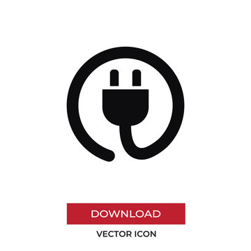 Power cord vector icon in modern style for web site and mobile app