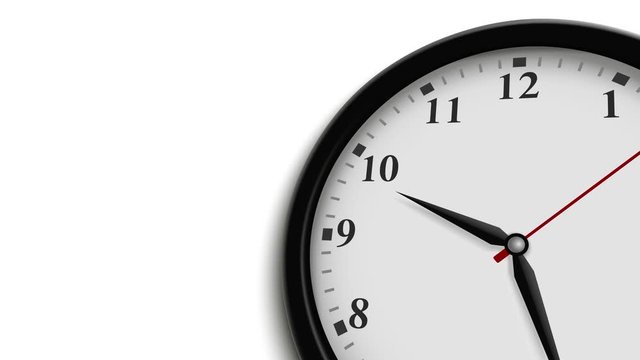 Clock animation in a white background, the half clock is visible in a corner