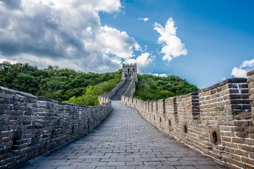 Papier Peint photo Mur chinois Grande Muraille, muraille de Chine, Chine, Pékin, Pékin, vieux, ciel, montagnes, collines, été, architecture, été, nature, vieux, vieux, forêt, été, Asie, montagne, montagnes, montagne, rock, tourisme, bleu,