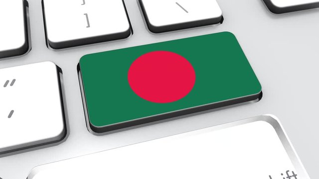 Bangladesh flag on computer keyboard.