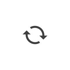 Refresh arrow icon in black color on a white background