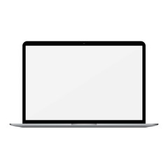 Laptop with empty screen on a white background