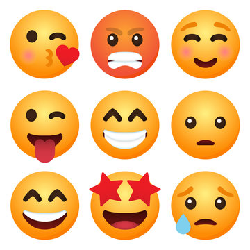 Set of emoticon cartoon emojis smile for social media