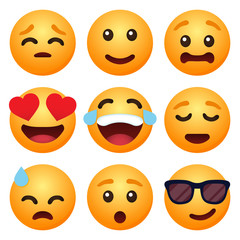 Set of emoticon cartoon emojis smile for social media
