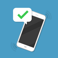 Check notification on smartphone in a flat design