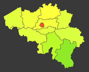 Belgium population heat map as color density illustration