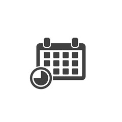 Calendar with time icon in black color on a white background