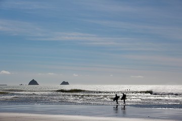 Surfers on the beach