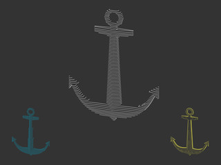 Nautical anchor carcass. Vector outline illustration.