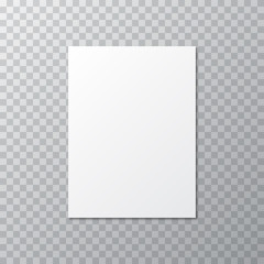 White blank mockup with shadow on a transparent background
