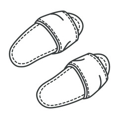 Hotel slippers or home footwear, isolated pair, flip-flops
