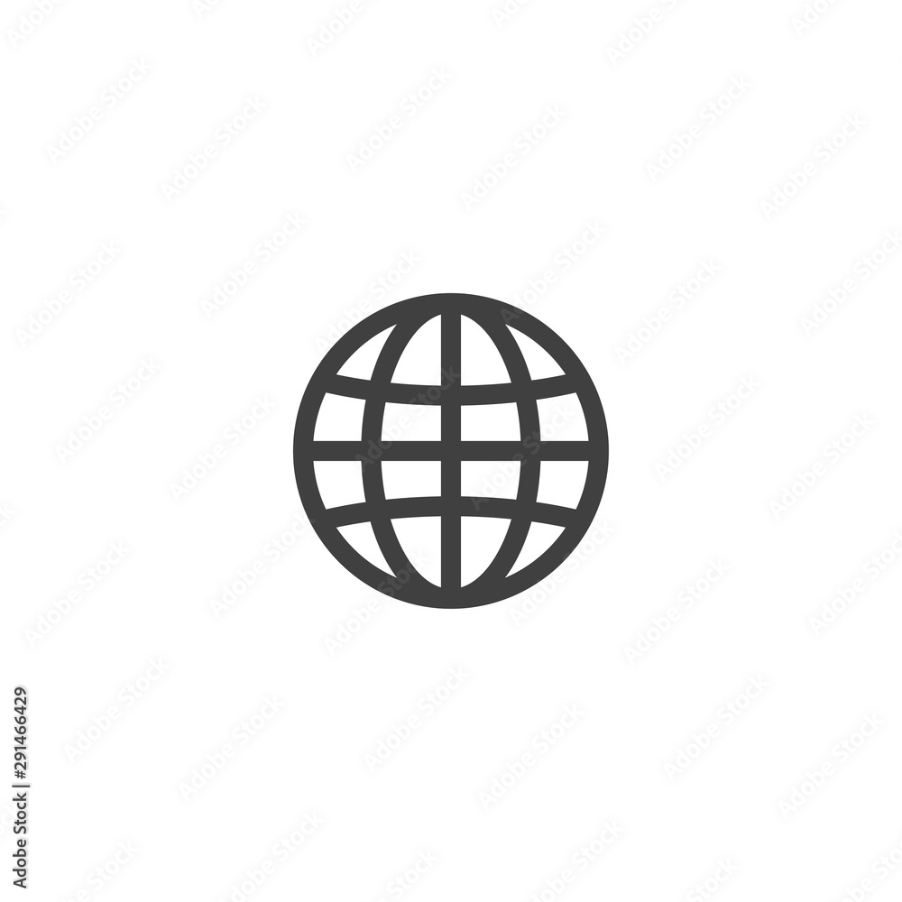 Aufkleber globe icon in black color on a white background