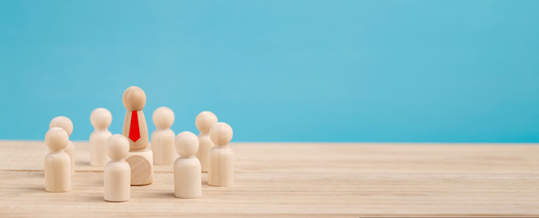 Successful businessman standing out from the crowd. Concept is the  leadership and team victory in business.