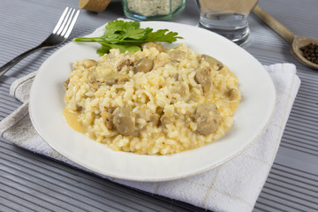 risotto au poulet et champignons